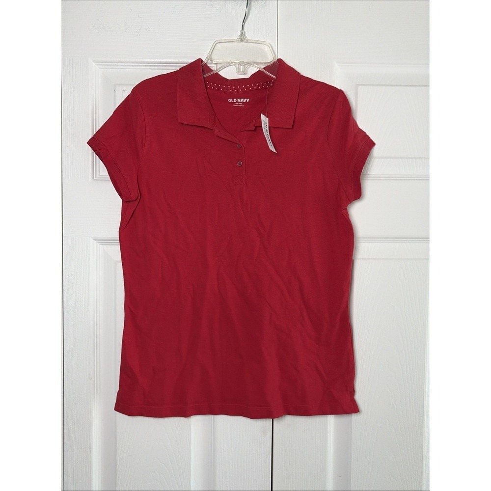 Old Navy Pique Polo Shirt Girls Size 18 XXL Red School Uniform Short Sleeve NEW